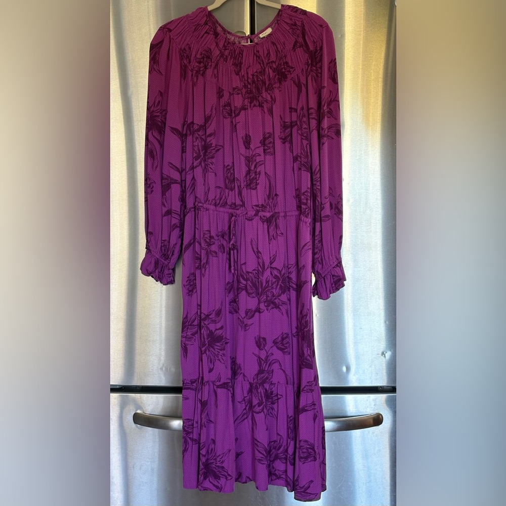 A New Day Elegant Purple Floral Women's Dress